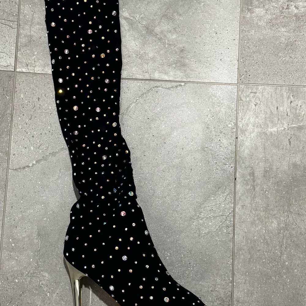 Size 11 Knee High Sequin Sock Boots